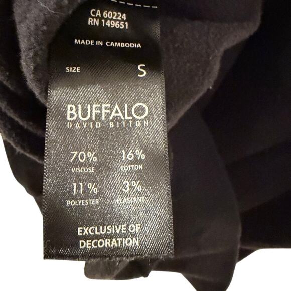 Buffalo Black Pullover Hoodie S Soft Minimalist Loungewear Cozy Athleisure Basic - Picture 4 of 5